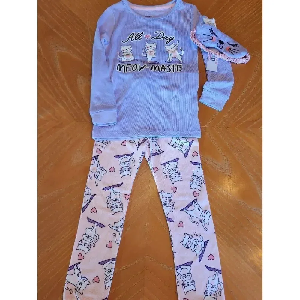 Dreamlife Yoga Cats Purple And Pink Pajamas Girls Size 4
